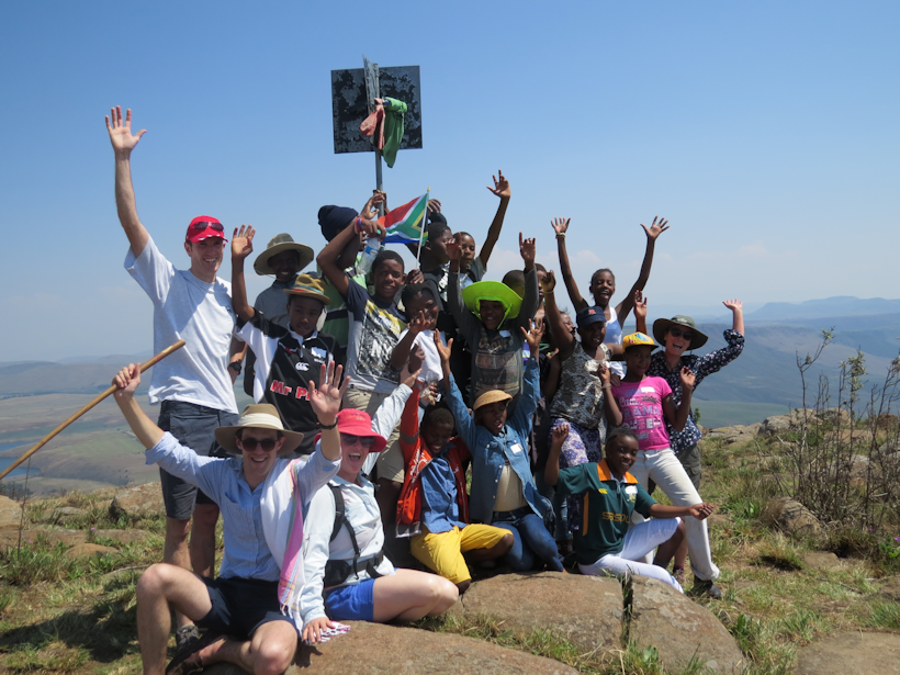 Hikers on the summit of Imhlosane
